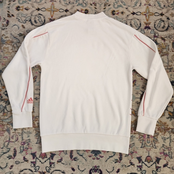 Adidas Womens White Mauve Oversized Pullover Sweatshirt lightweight Top, sz SZ - Picture 2 of 14